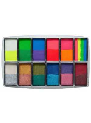 Global Colours 12 Pan Bright and Shiny Face Paint Set