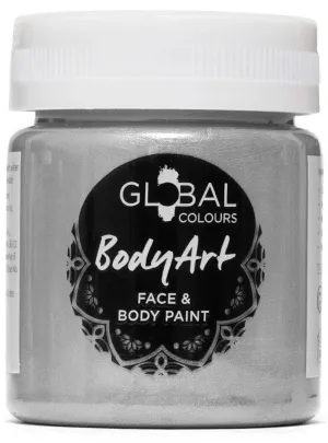 Global Colours 45ml Metallic Silver Cream Face and Body Paint