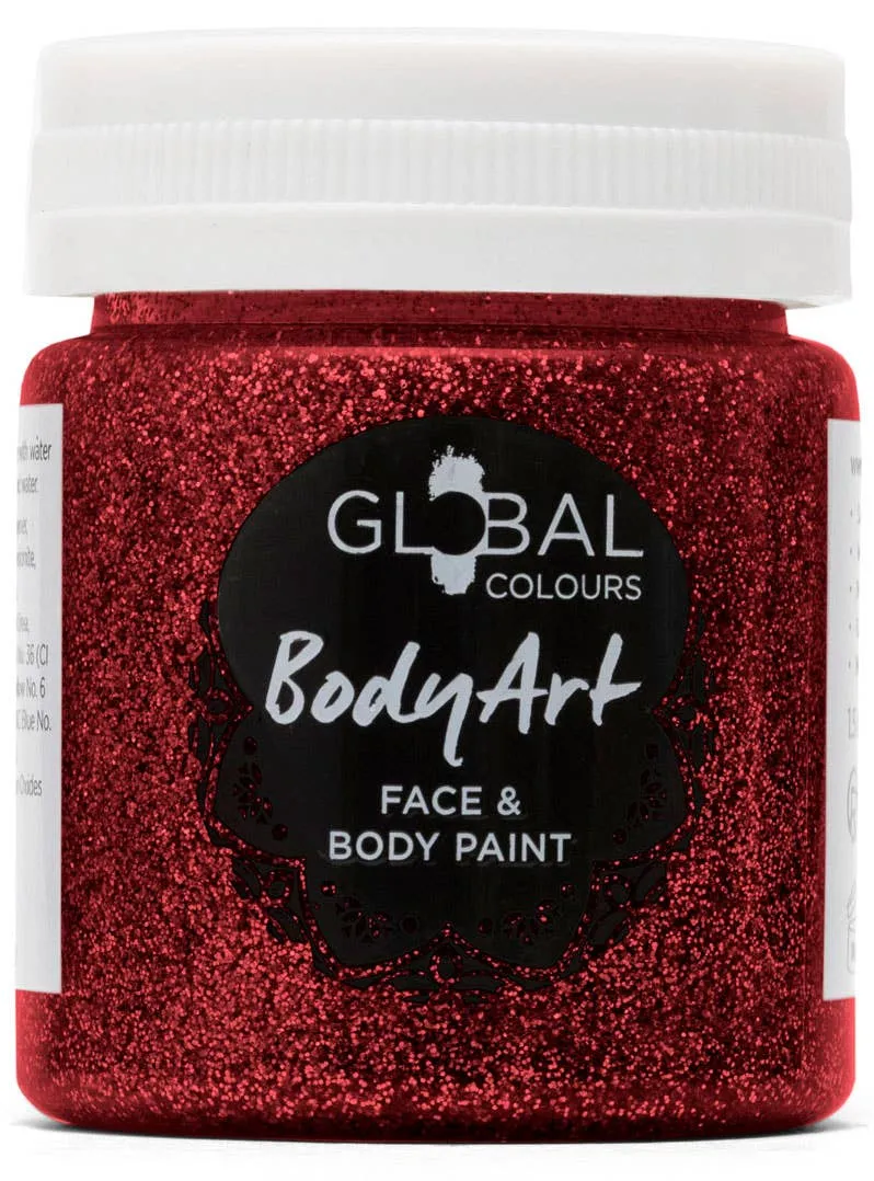 Global Colours 45ml Red Glitter Face and Body Paint