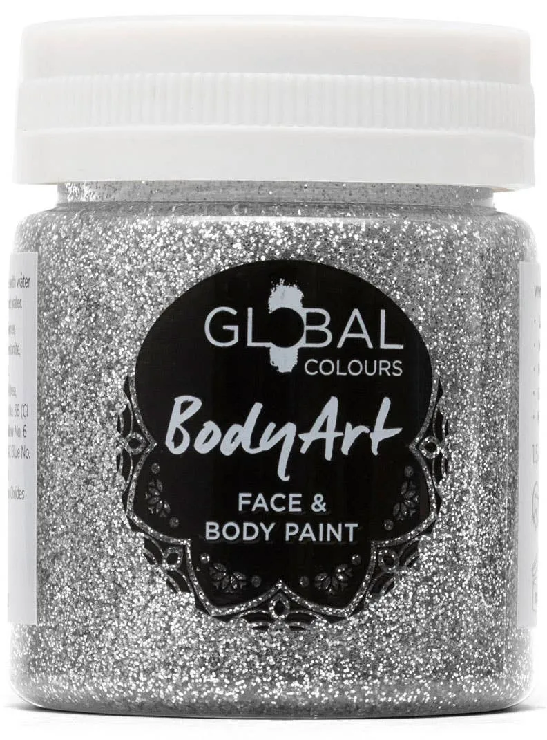 Global Colours 45ml Silver Glitter Face and Body Paint