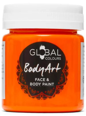 Global Colours 45ml UV Neon Orange Cream Face and Body Paint