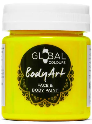 Global Colours 45ml UV Neon Yellow Cream Face and Body Paint