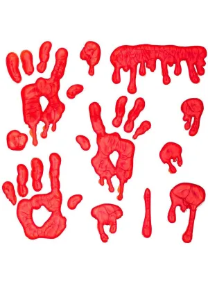 Glossy Red Hand Prints and Blood Halloween Window Clings