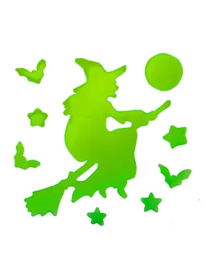 Glow in the Dark Flying Witch Halloween Window Cling