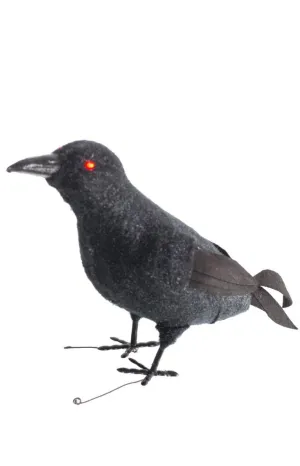 Glowing Red Eyes Black Raven Halloween Prop
