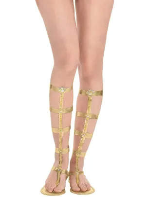 Goddess Womens Strappy Gold Costume Sandals