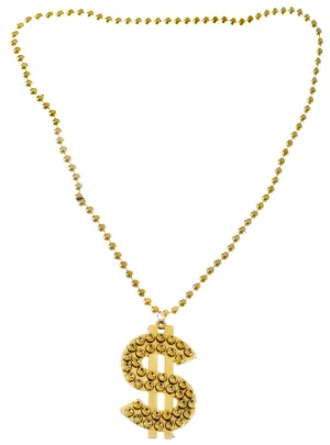 Gold Dollar Sign Bling Gangster Costume Necklace