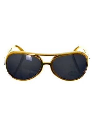 Gold Frame Novelty Elvis Presley Costume Glasses
