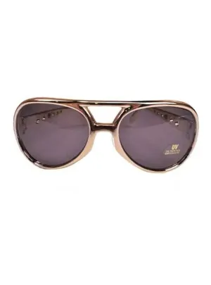 Gold Framed Novelty Elvis Sunglasses