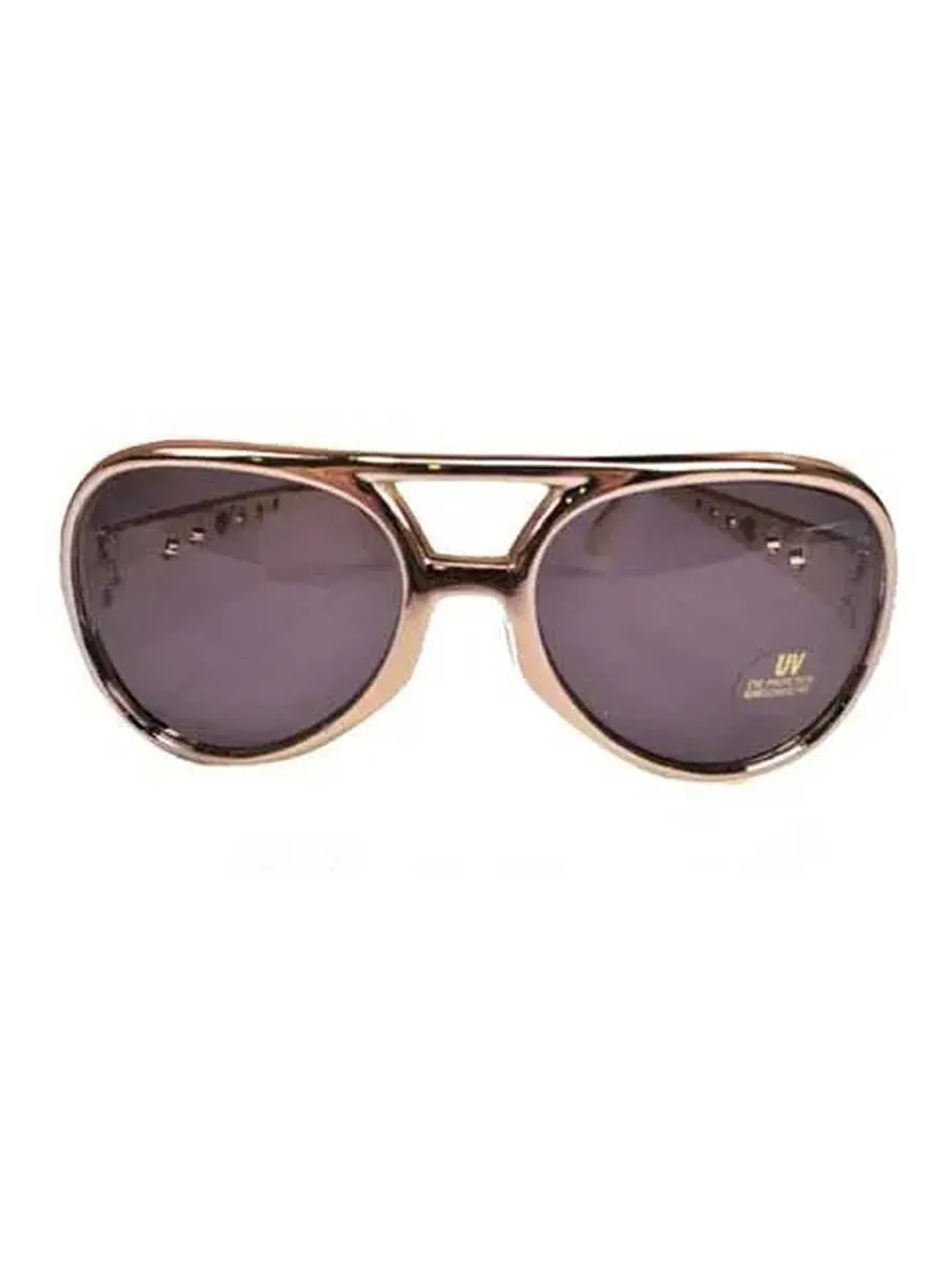 Gold Framed Novelty Elvis Sunglasses