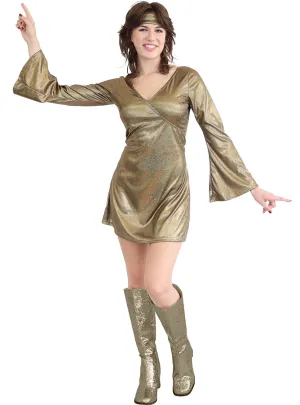 Golden 1970s Disco Dancer Womens Costume