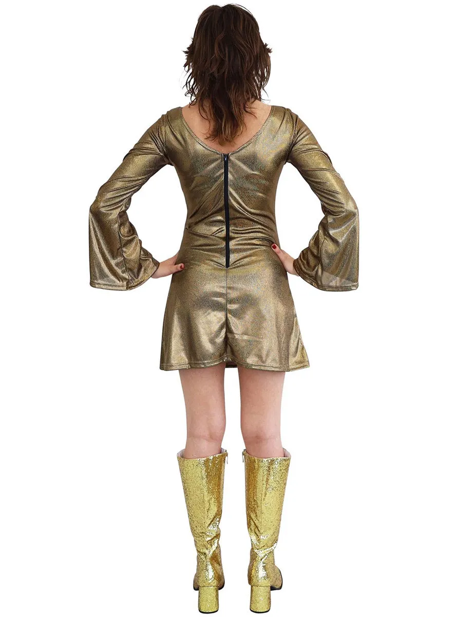 Golden 1970s Disco Dancer Womens Costume
