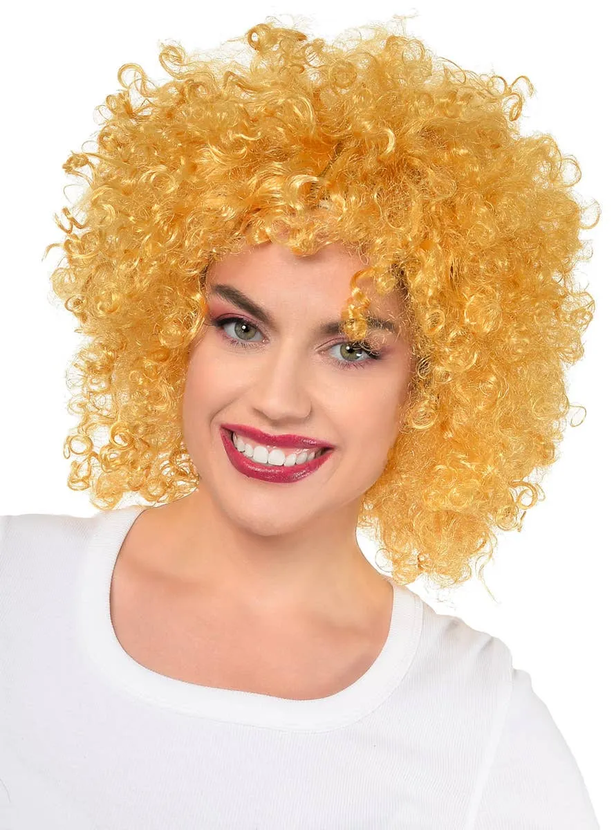Golden Blonde Adults Large Curly Afro Costume Wig