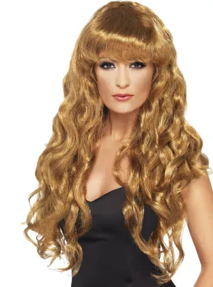 Golden Blonde Long Curly Womens Siren Costume Wig