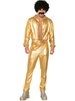 Golden Disco Singer Mens Fancy Dress Costume