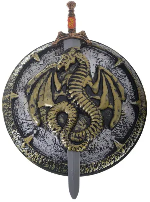 Golden Dragon Knight Round Sword and Shield Set