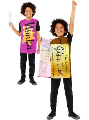 Golden Ticket Boys Willy Wonka Bar Book Week Costume