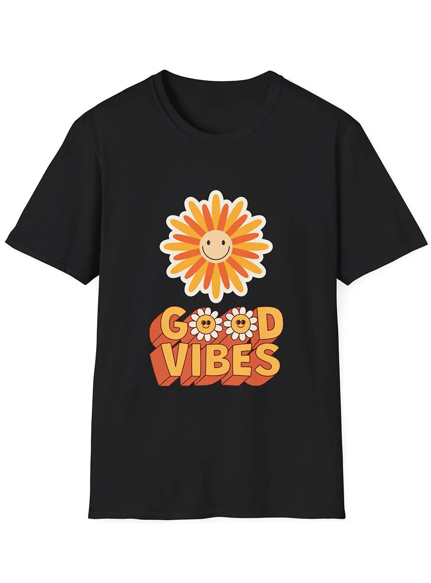 Good Vibes Plus Size Black 70s Hippie Costume Shirt