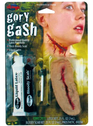 Gory Gash Prosthetic and Blood Halloween Makeup Kit