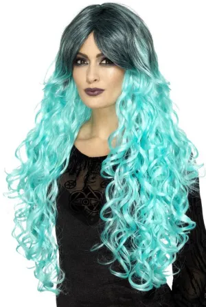 Gothic Aquamarine Blue Curly Glamour Womens Wig