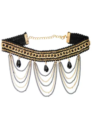 Gothic Black and Gold Chain Halloween Costume Choker