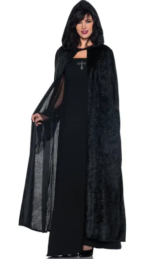 Gothic Black Velvet Hooded Halloween Costume Cloak