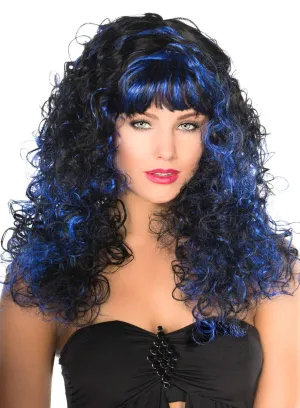 Gothic Blue and Black Halloween Vampire Wig