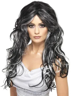 Gothic Bride Black and White Halloween Wig