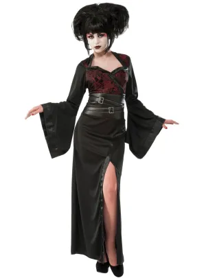 Gothic Geisha Womens Black Japanese Kimono Costume