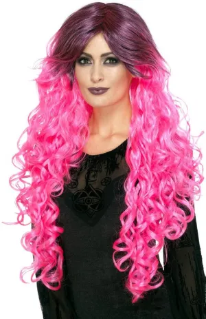 Gothic Glamour Womens Pink Ombre Halloween Wig