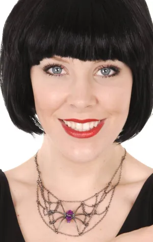 Gothic Gunmetal Jewelled Spider Necklace