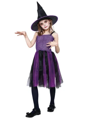 Gothic Purple Witch Girls Halloween Costume