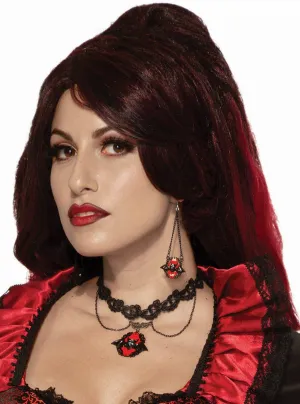 Gothic Red and Black Bat Halloween Choker Necklace