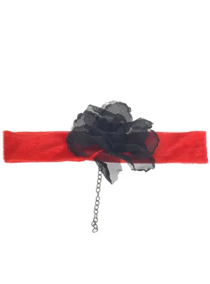 Gothic Red and Black Rose Vampire Choker Halloween Accessory