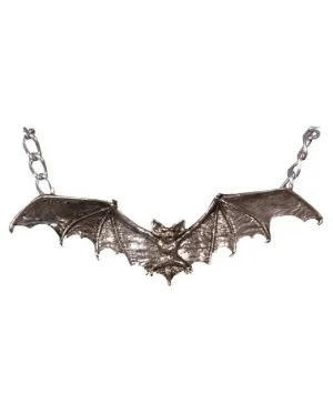 Gothic Silver Bat Halloween Costume Necklace