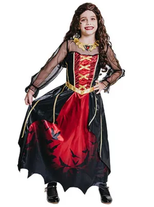 Gothic Vampiress Queen Girls Halloween Costume