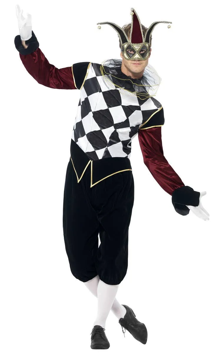 Gothic Venetian Harlequin Mens Masquerade Costume