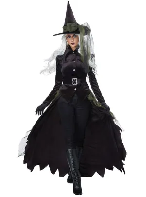 Gothic Womens Green Witch Halloween Costume
