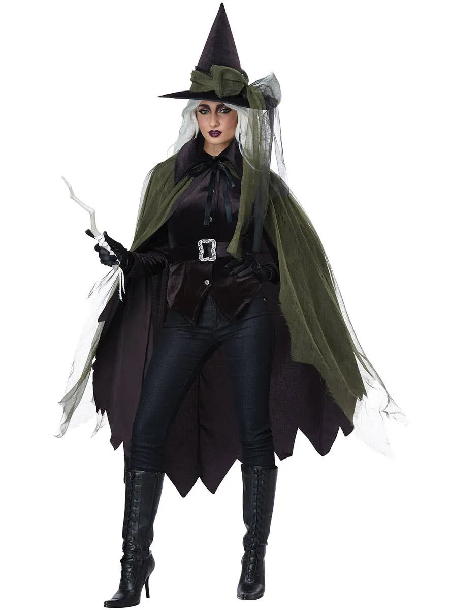Gothic Womens Green Witch Halloween Costume