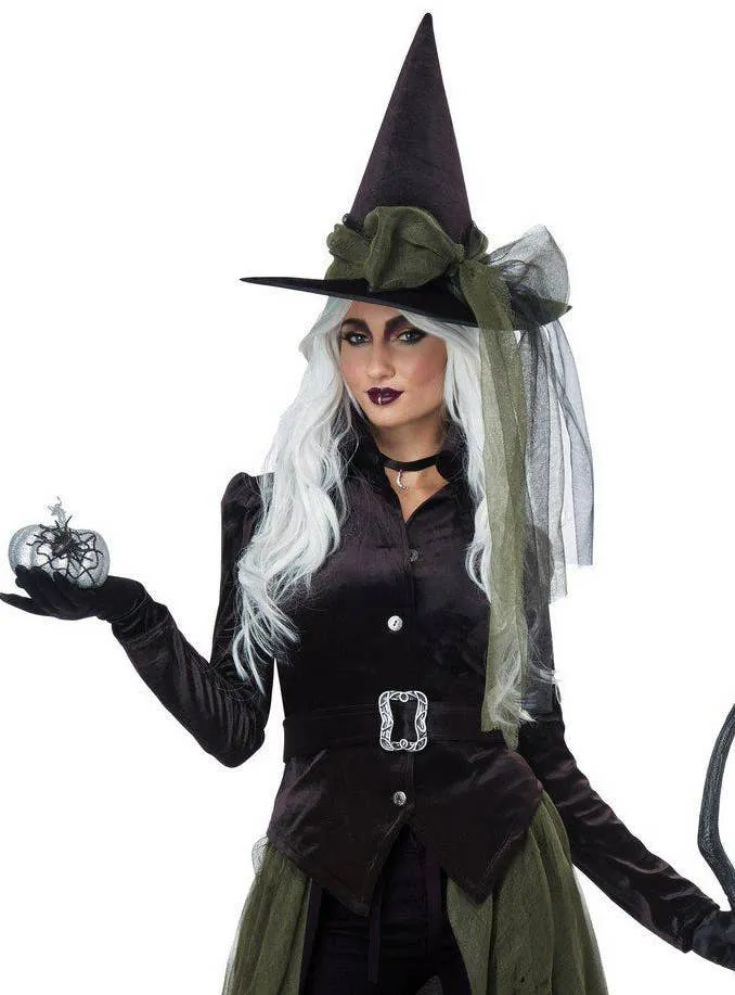 Gothic Womens Green Witch Halloween Costume