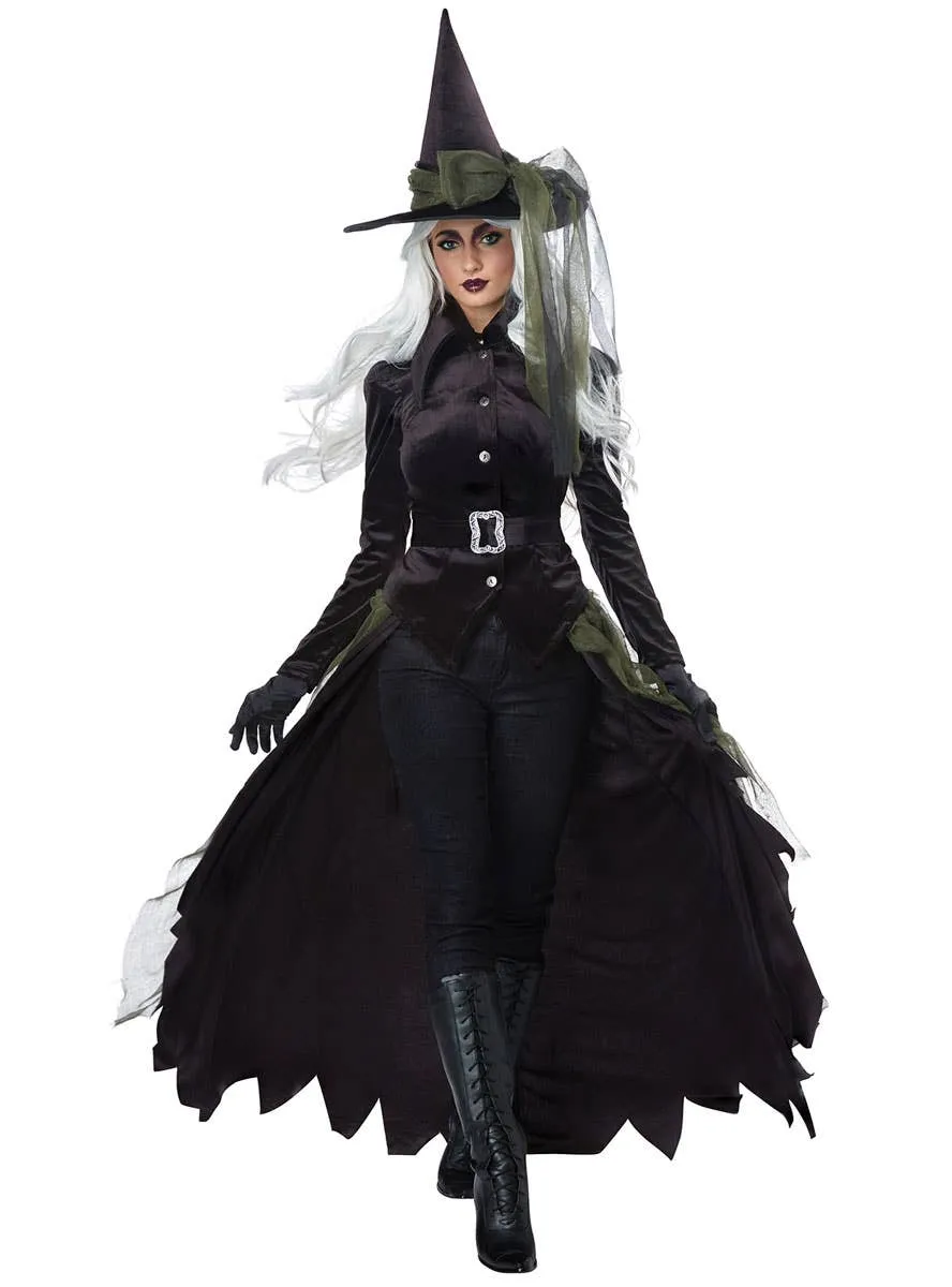 Gothic Womens Green Witch Halloween Costume