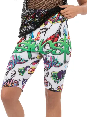 Graffiti Print 90s Adults Costume Bike Shorts