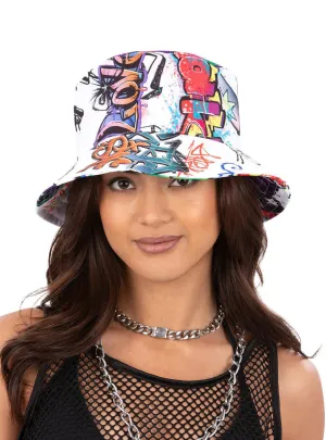 Graffiti Print 90s Adults Costume Bucket Hat