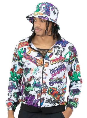 Graffiti Print 90s Hip Hop Mens Costume Jacket