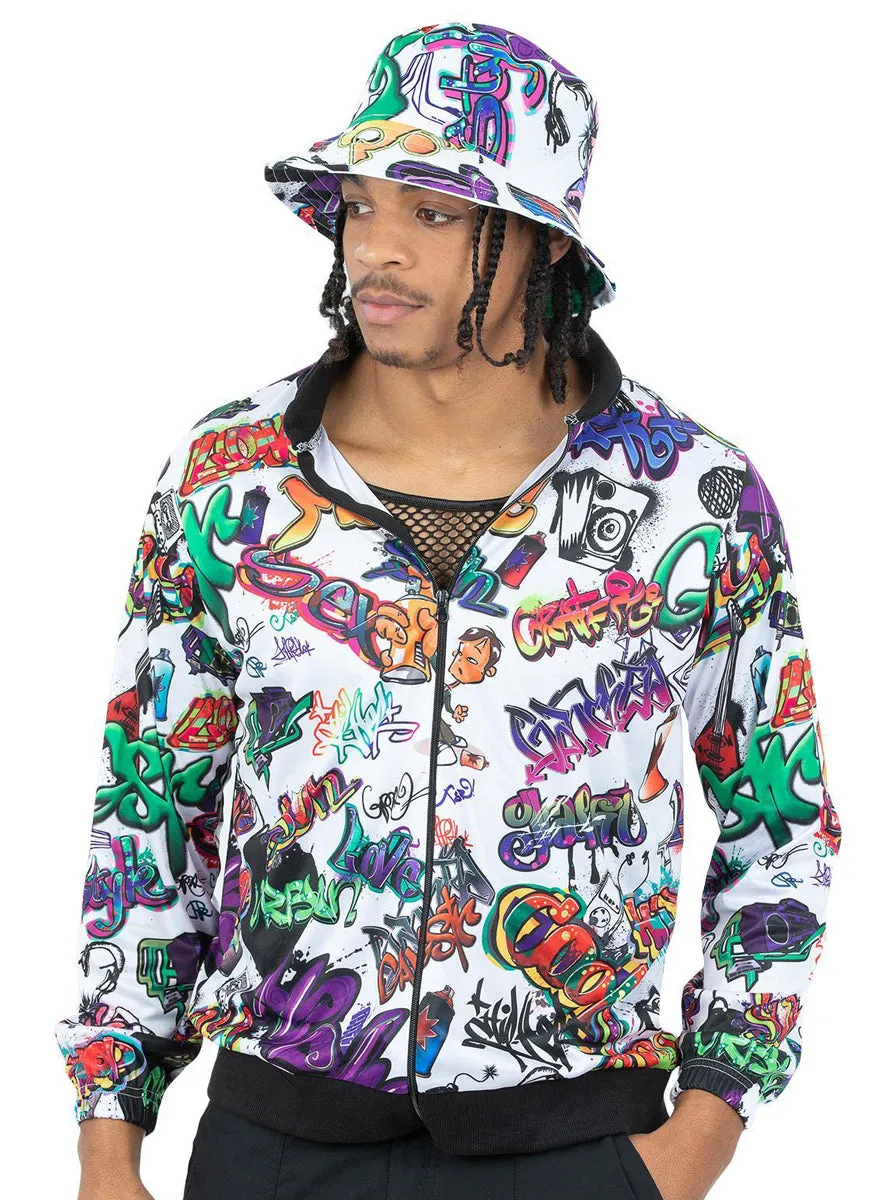 Graffiti Print 90s Hip Hop Mens Costume Jacket