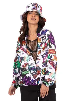 Graffiti Print 90s Hip Hop Womens Costume Jacket