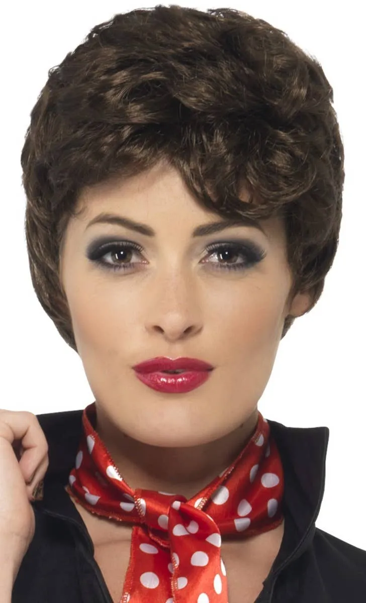 Grease Womens Rizzo Short Brown Costume Wig