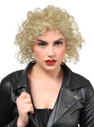 Greaser Womens Curly Blonde Sandy Costume Wig