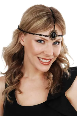 Great Gatsby Black Head Chain with Black Gem