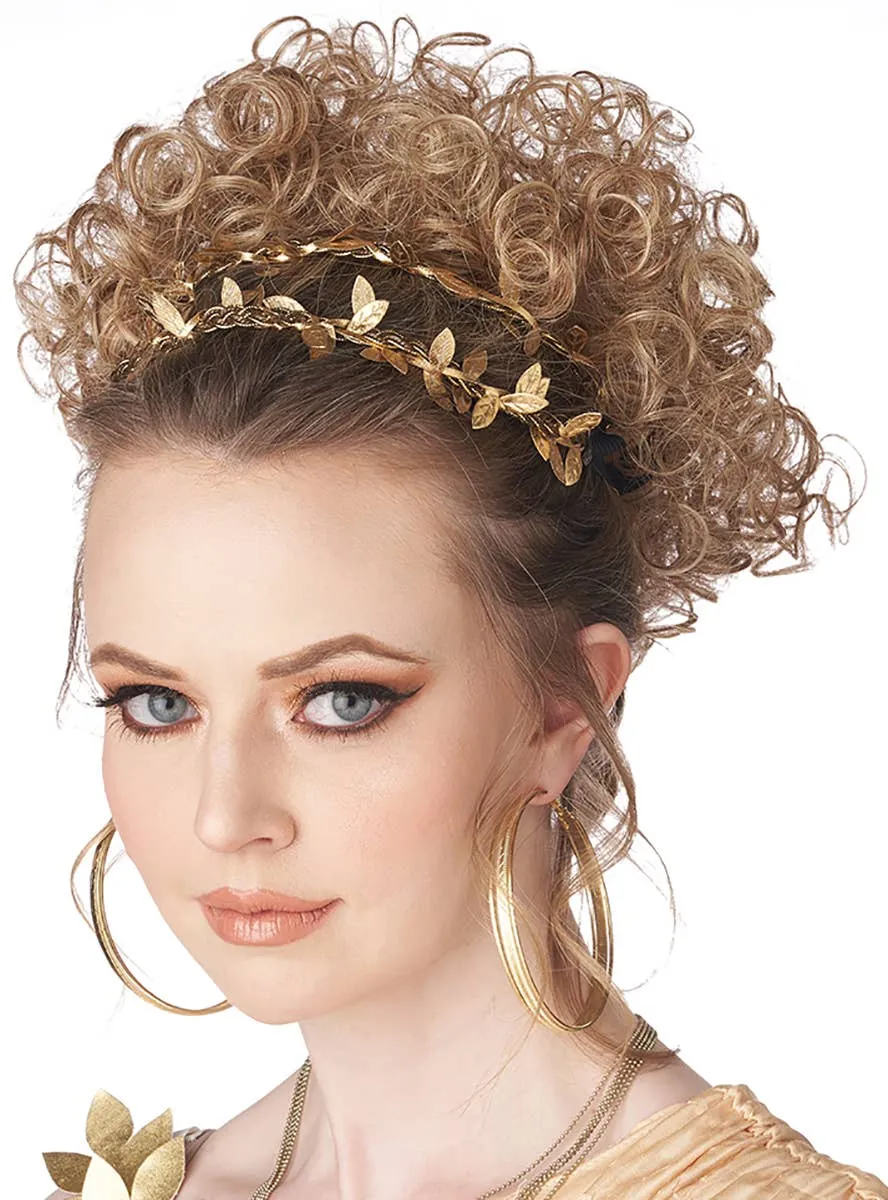 Greco-Roman Goddess Womens Curly Blonde Wig Clip On